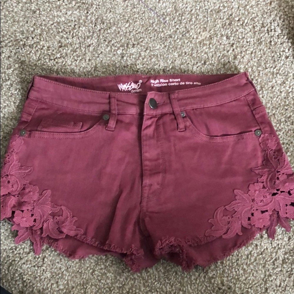 maroon high waisted shorts